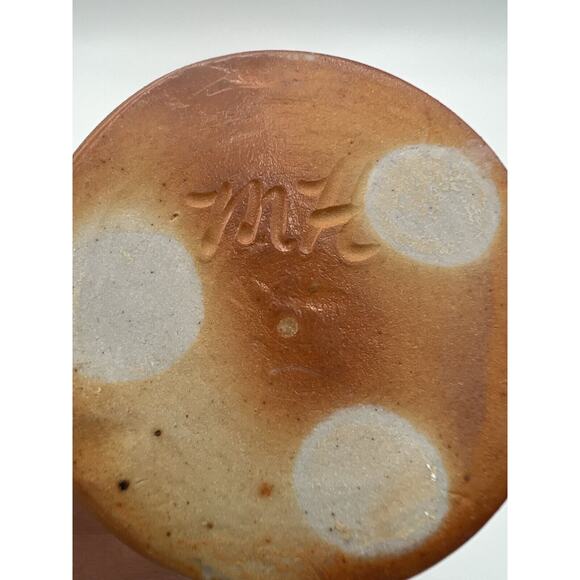 Art Pottery Blue & Brown Glazed 5” Tumbler Cup Artist Signed - Picture 10 of 10